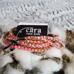 CARA NY Pink Gold Tone Stretch Rhinestone Bracelet